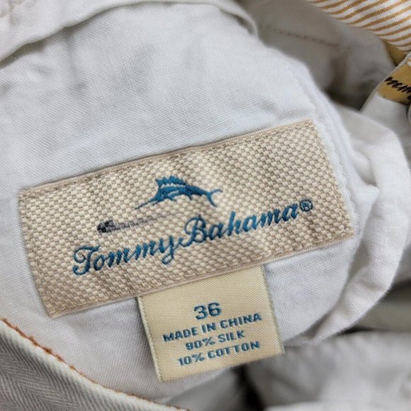 TOMMY BAHAMA Men's Size 36 (35) Silk Khaki Pleated Shorts Golf Casual Vacation - Picture 3 of 6